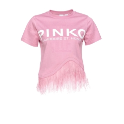 PINKO T-SHIRT CITIES CON PIUME