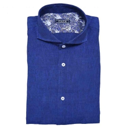 Fefe camicia blu royal di lino